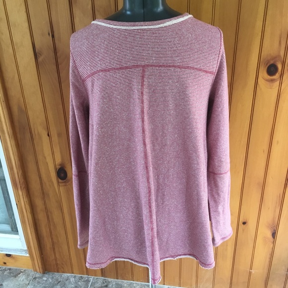 Free people medium pink white striped sweat shirt - Picture 3 of 6
